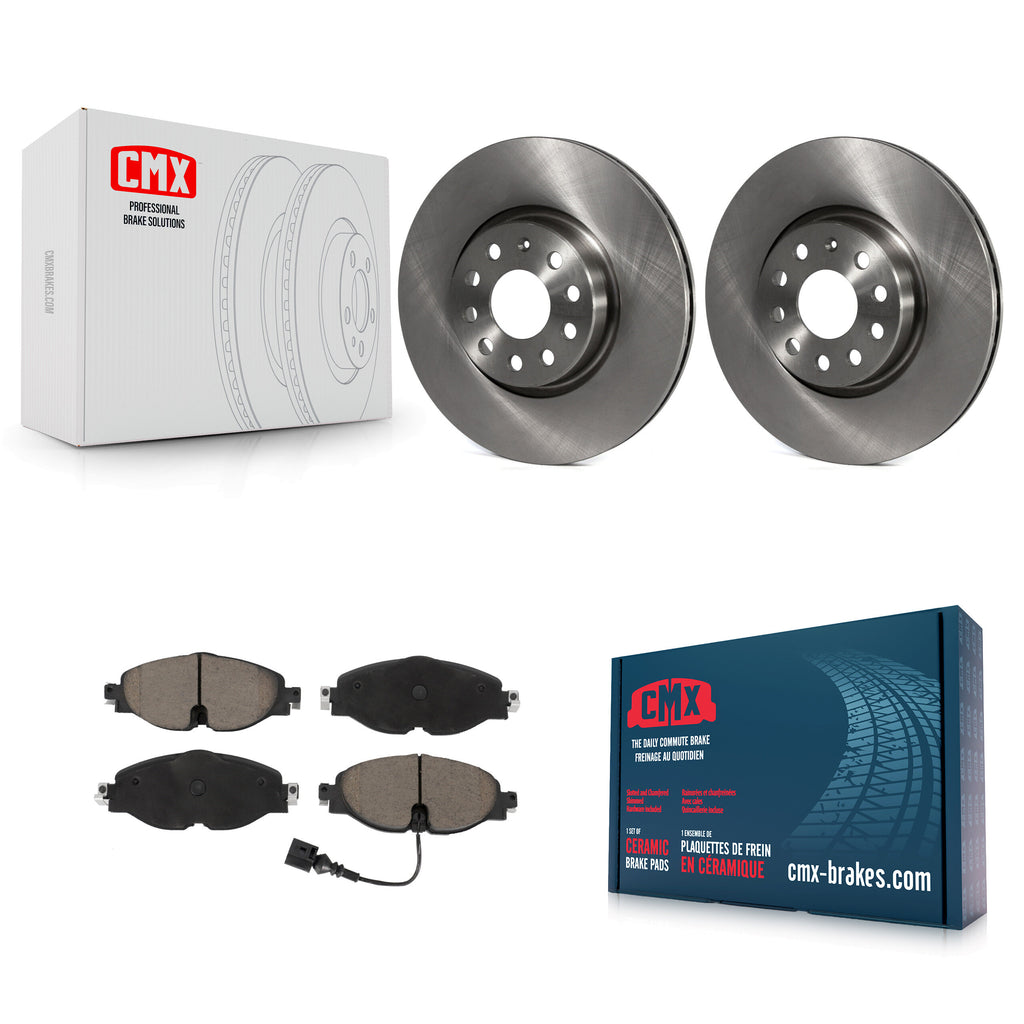 Front Brake Rotor Ceramic Pad Kit For Volkswagen Audi GTI A3 Quattro Golf e-tron