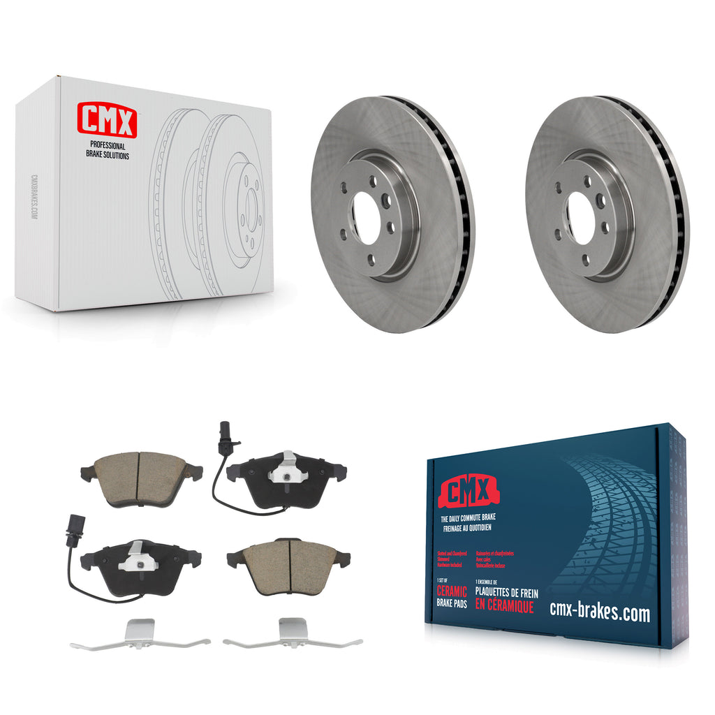 Front Brake Rotors & Ceramic Pad Kit For Volkswagen CC With 340mm Diameter Rotor