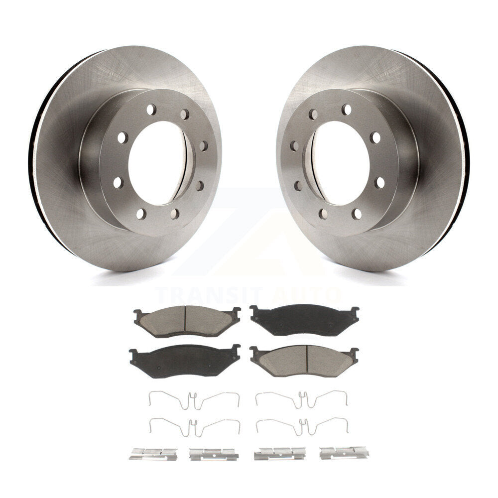 Front Disc Brake Rotor And Ceramic Pad Kit For Ford E-550 Super Duty F-450 F-550