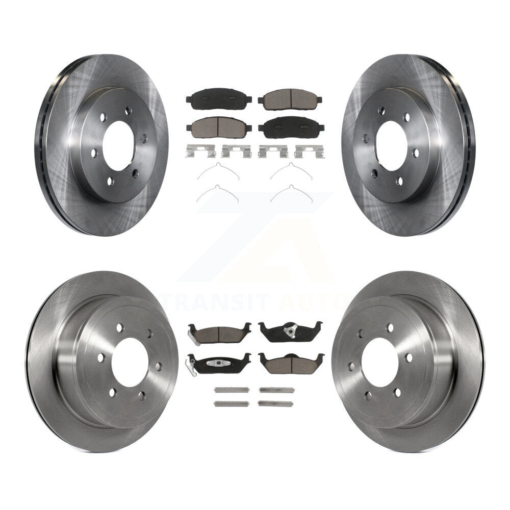 Front Rear Disc Brake Rotor & Ceramic Pad Kit For Ford F-150 Lincoln Mark LT 4WD