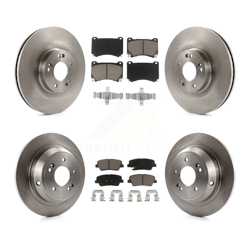 Front Rear Disc Brake Rotors And Ceramic Pads Kit For Hyundai Genesis 4.6L