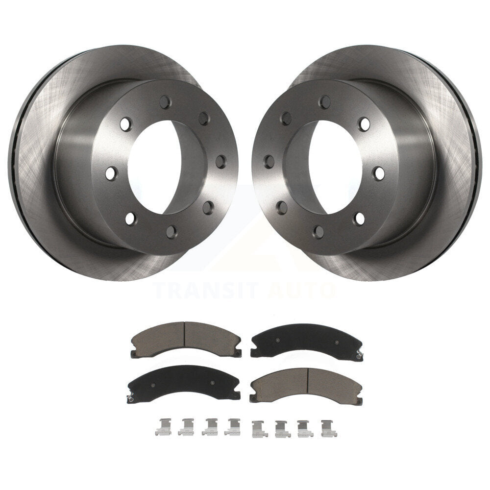 Rear Disc Brake Rotor Ceramic Pad Kit For Chevrolet Silverado 3500 HD GMC Sierra