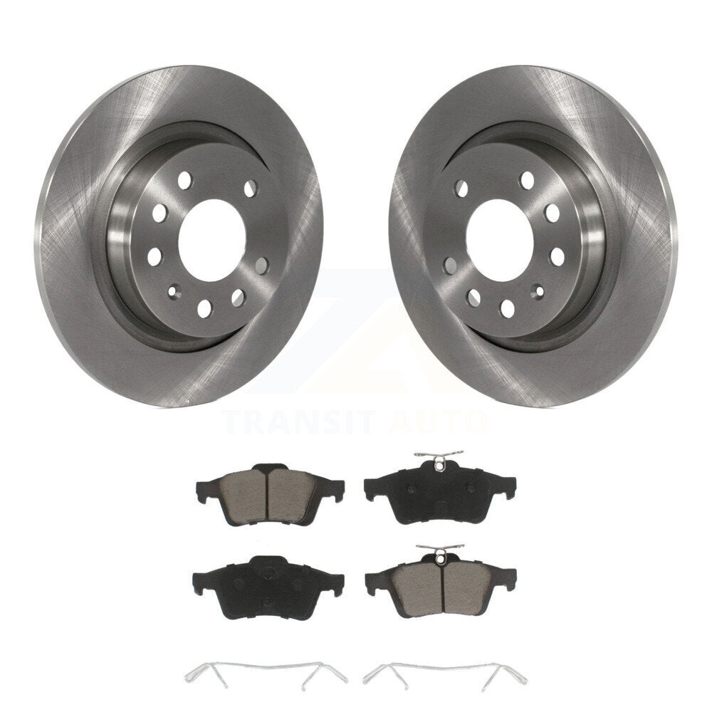 Rear Disc Brake Rotors And Ceramic Pads Kit For Saab 9-3 9-3X With Solid Rotor