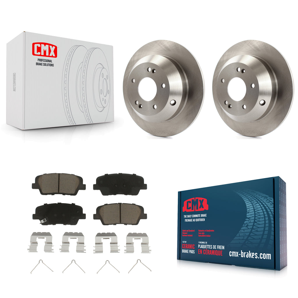 Rear Brake Rotor Ceramic Pad Kit For 14-15 Kia Sorento With Red Painted Calipers