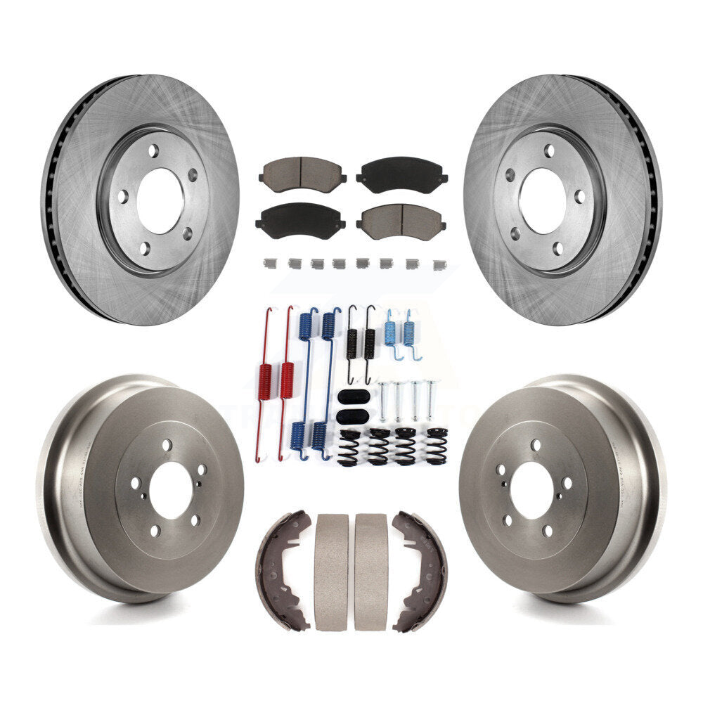 Front Rear Disc Brake Rotor Ceramic Pad & Drum Kit (7Pc) For Dodge Grand Caravan