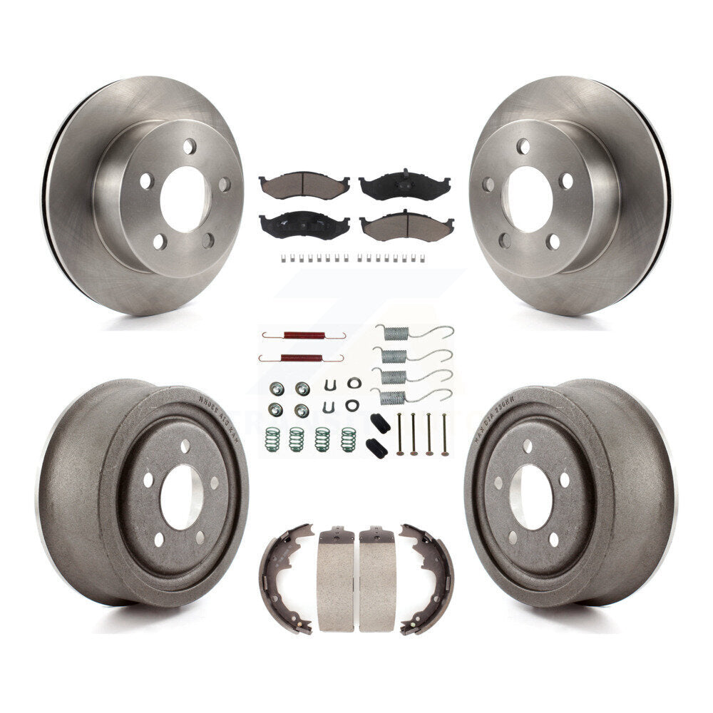 Front Rear Disc Brake Rotors Ceramic Pad And Drum Kit (7Pc) For Jeep Wrangler TJ