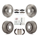 Front Rear Disc Brake Rotors Ceramic Pads And Drum Kit (7Pc) For Jeep Wrangler
