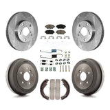 Front Rear Brake Rotors Ceramic Pad Drum Kit (7Pc) For 2005 Toyota Camry Base/LE