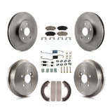 Front Rear Brake Rotors Ceramic Pad Drum Kit (7Pc) For 05-06 Toyota Camry SE/XLE