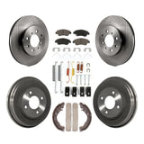 Front Rear Disc Brake Rotors Ceramic Pads And Drum Kit (7Pc) For Honda Fit