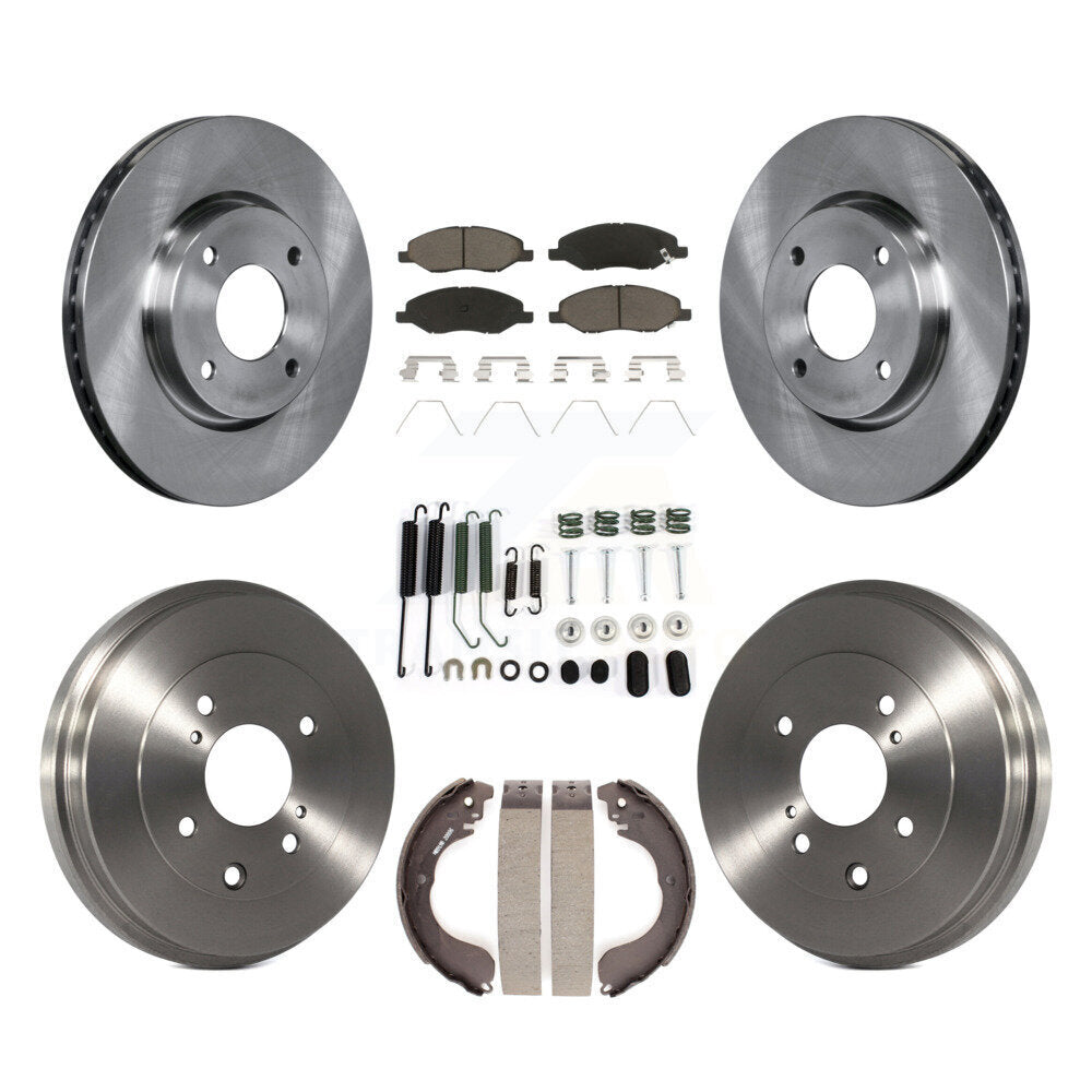 Front Rear Brake Rotor Ceramic Pad & Drum Kit (7Pc) For Nissan Versa 4-Wheel ABS