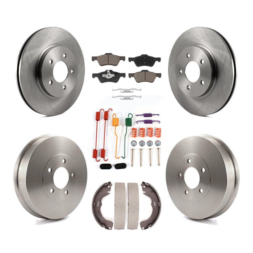 Front Rear Disc Brake Rotors Ceramic Pad & Drum Kit (7Pc) For 2008 Mazda Tribute
