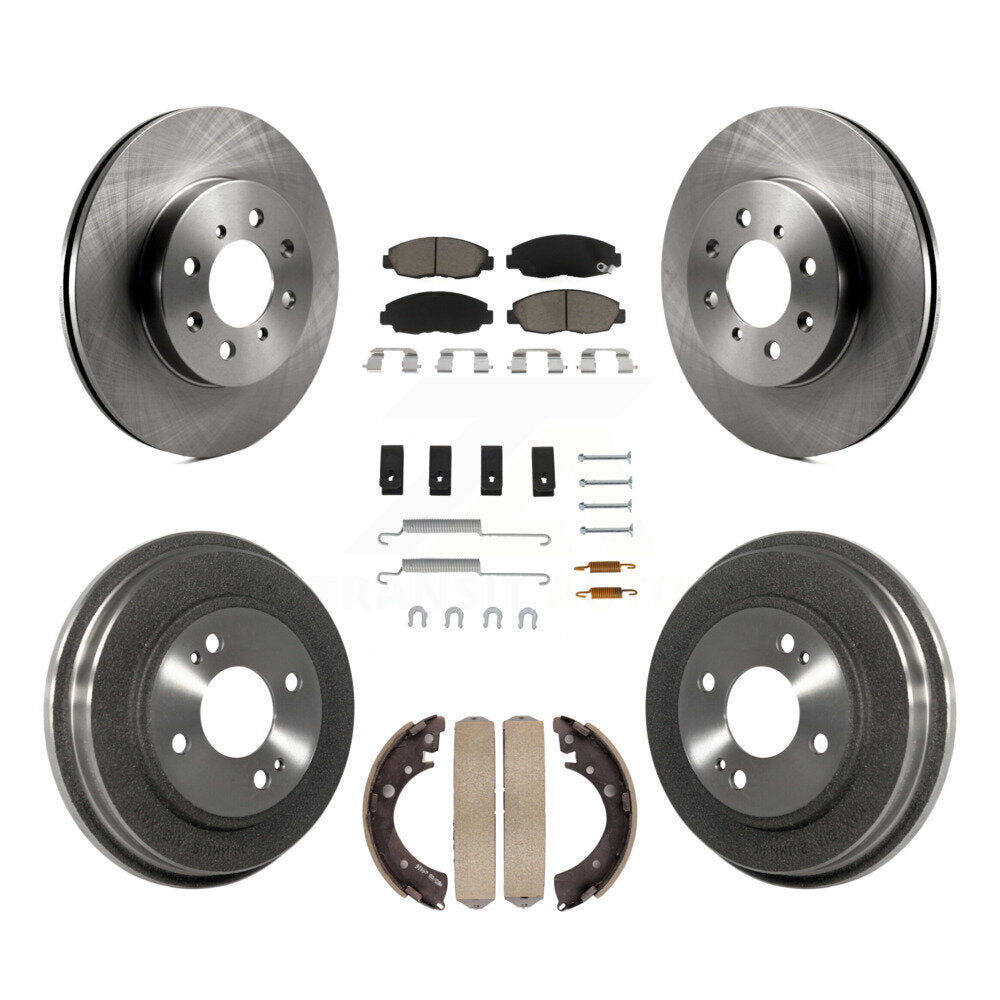 Front Rear Disc Brake Rotors Ceramic Pads And Drum Kit (7Pc) For Honda Civic