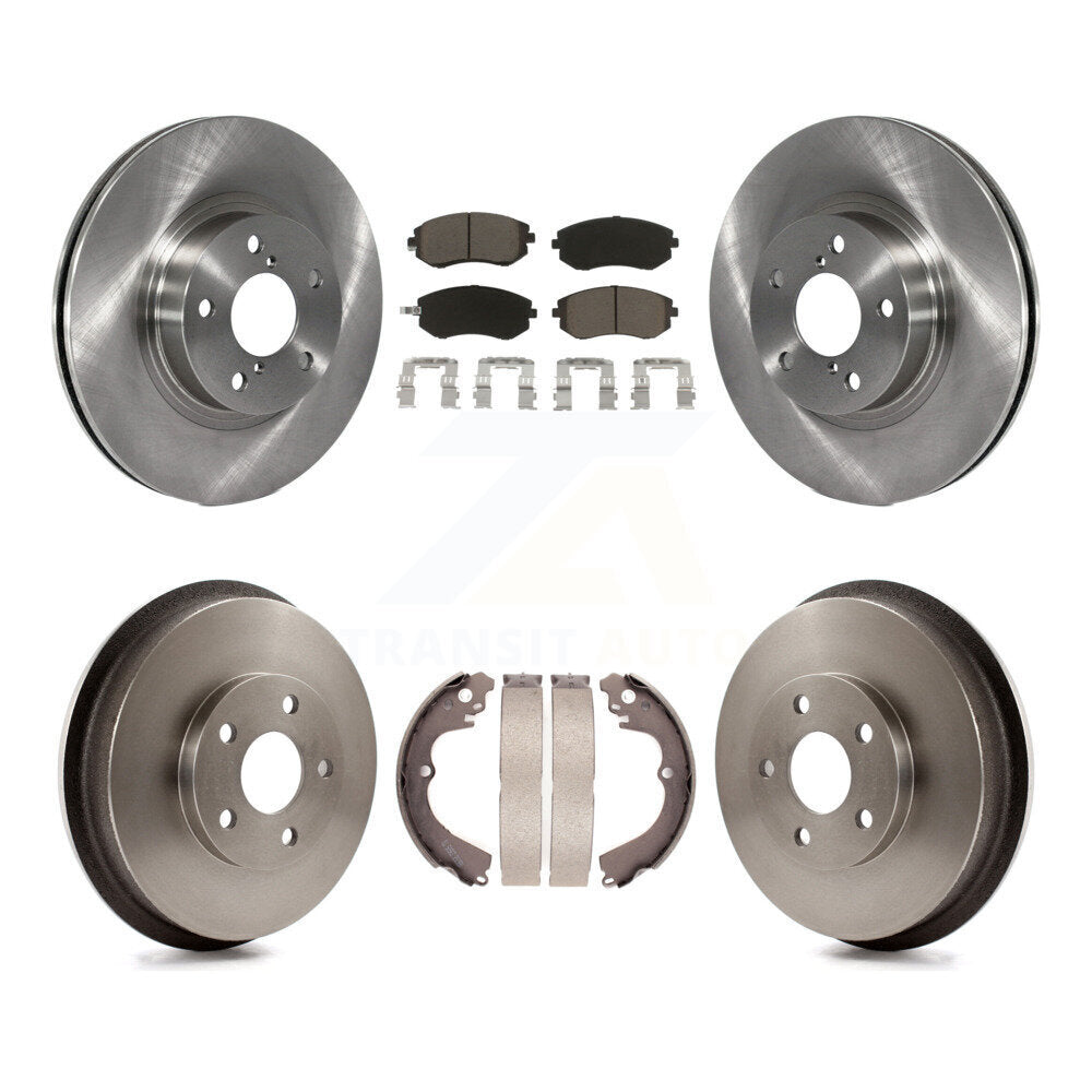 Front Rear Brake Rotor Ceramic Pad And Drum Kit For Subaru Impreza Outback RS TS