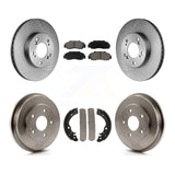 Front Rear Disc Brake Rotors Ceramic Pads And Drum Kit For 1997-2001 Honda CR-V