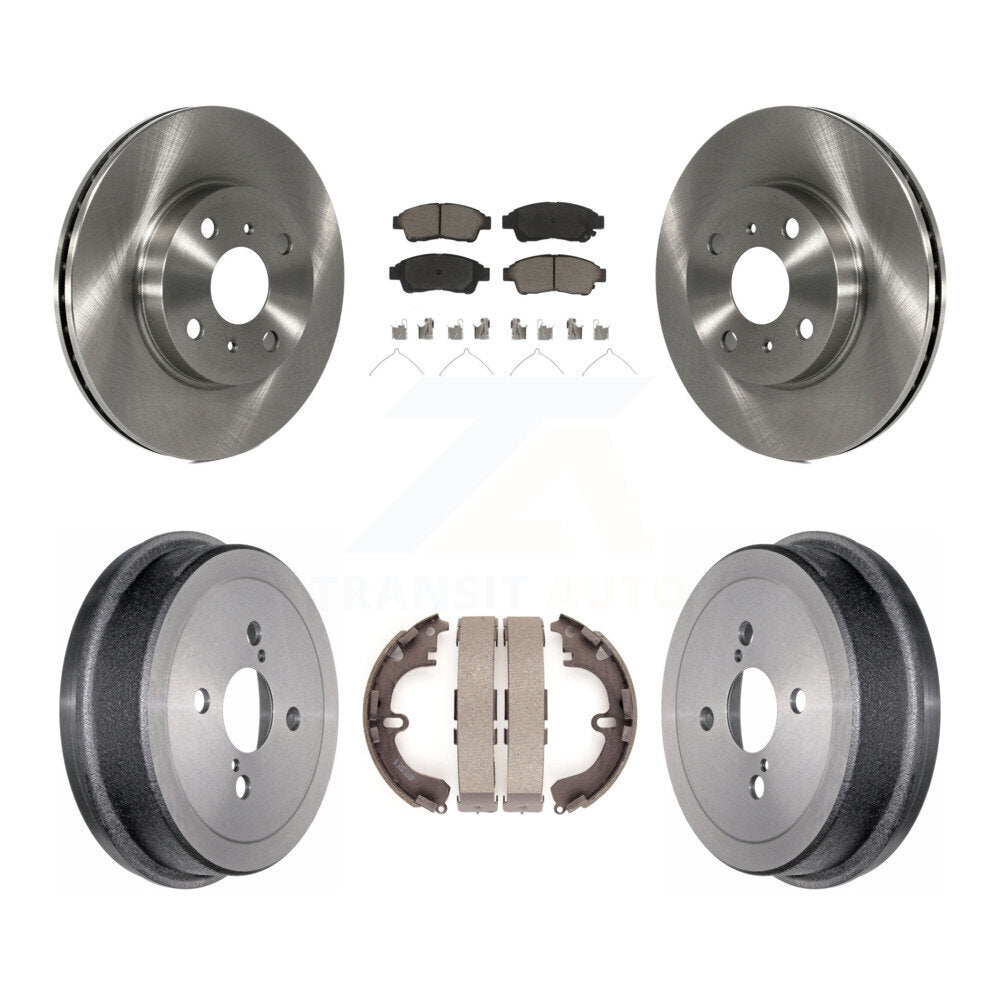Front Rear Disc Brake Rotors Ceramic Pad & Drum Kit For Toyota Corolla Geo Prizm