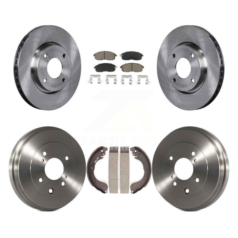 Front Rear Disc Brake Rotors Ceramic Pad & Drum Kit For Nissan Versa Sentra Cube