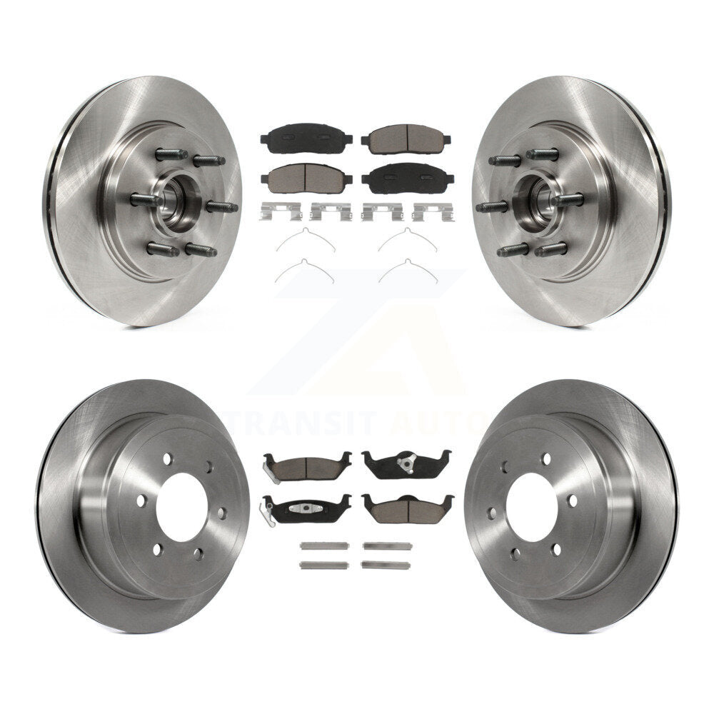Front Rear Disc Brake Rotor & Ceramic Pad Kit For Ford F-150 Lincoln Mark LT RWD