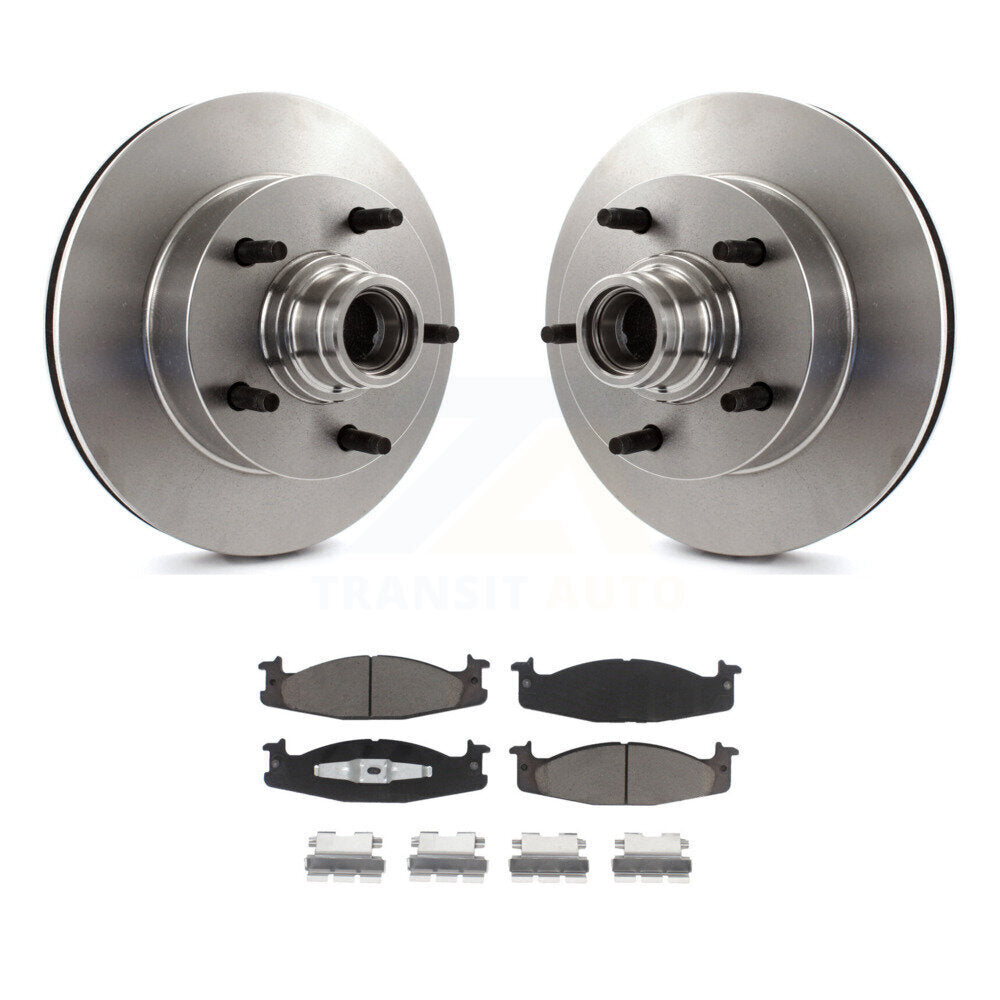 Front Disc Brake Rotors Hub And Ceramic Pads Kit For Ford F-150 E-150 Econoline