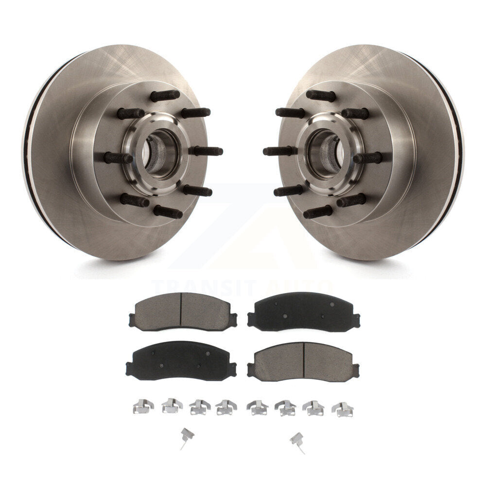 Front Disc Brake Rotor Hub & Ceramic Pad Kit For Ford F-250 Super Duty F-350 RWD