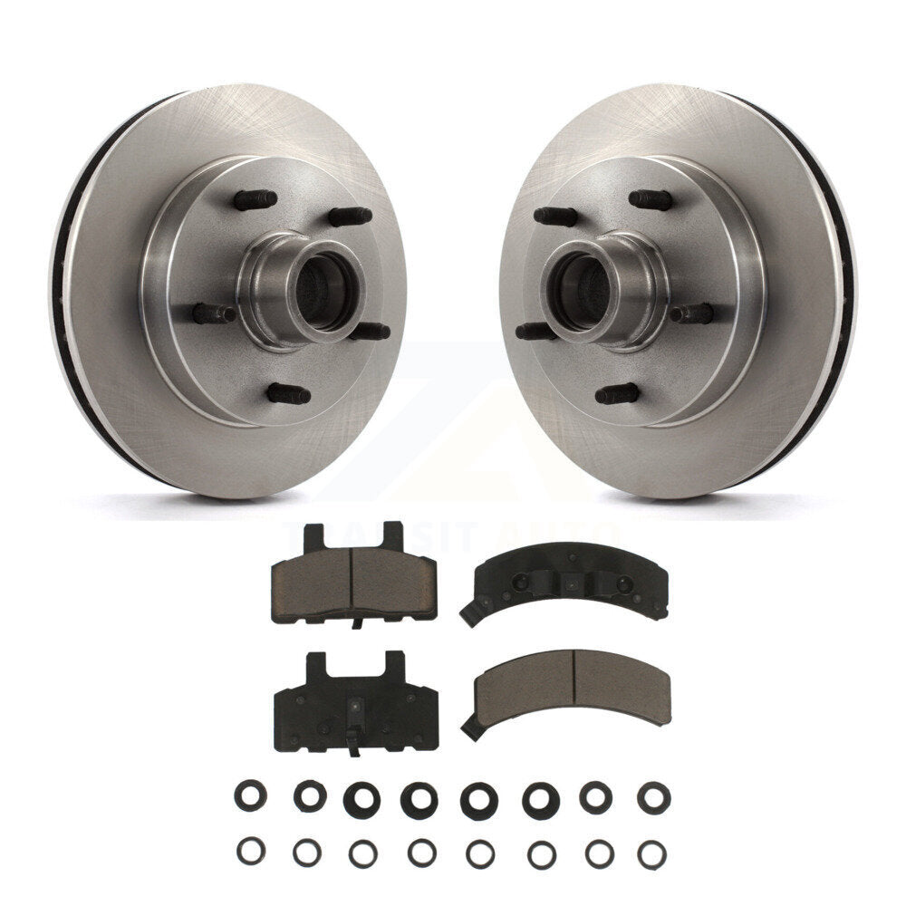 Front Disc Brake Rotors Hub And Ceramic Pad Kit For 1994-1999 Dodge Ram 1500 RWD