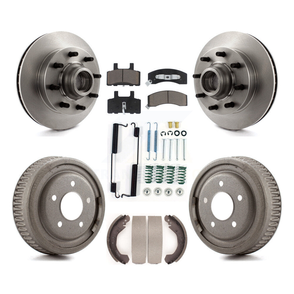 Front Rear Disc Brake Rotors Hub Ceramic Pads And Drum Kit (7Pc) For GMC Yukon