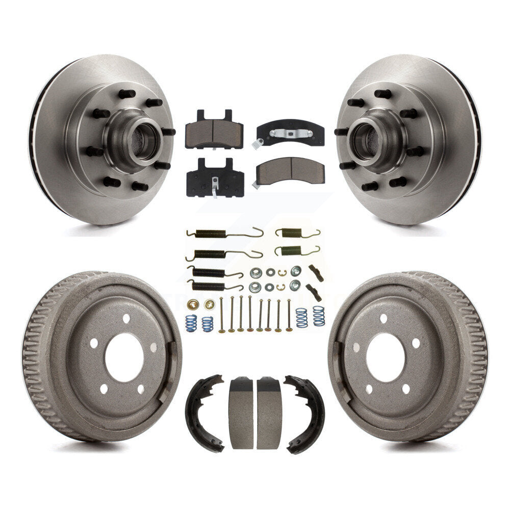Front Rear Disc Brake Rotors Hub Ceramic Pads And Drum Kit (7Pc) For GMC Yukon