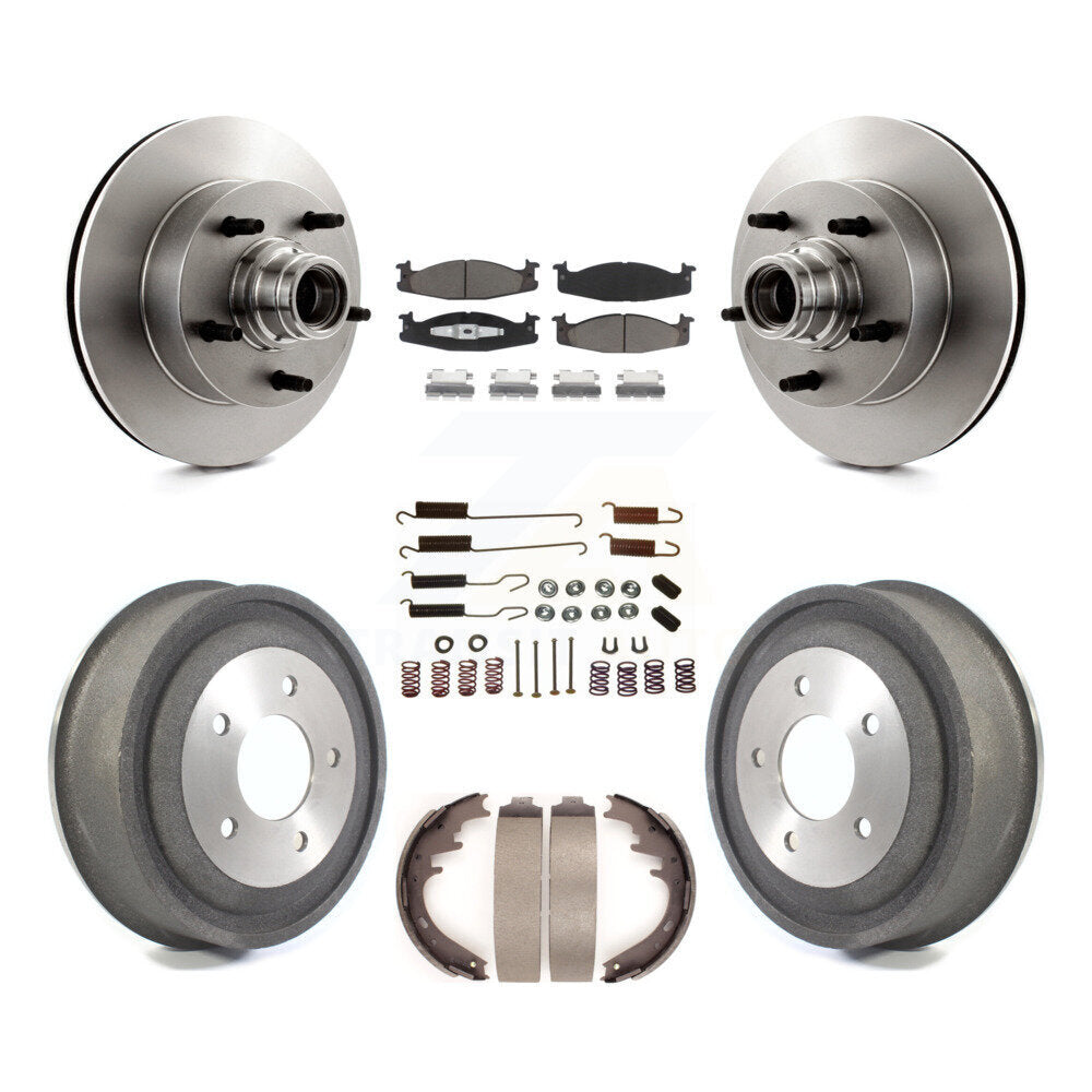 Front Rear Brake Rotors Ceramic Pad Drum Kit (7Pc) For Ford E-150 Econoline Club