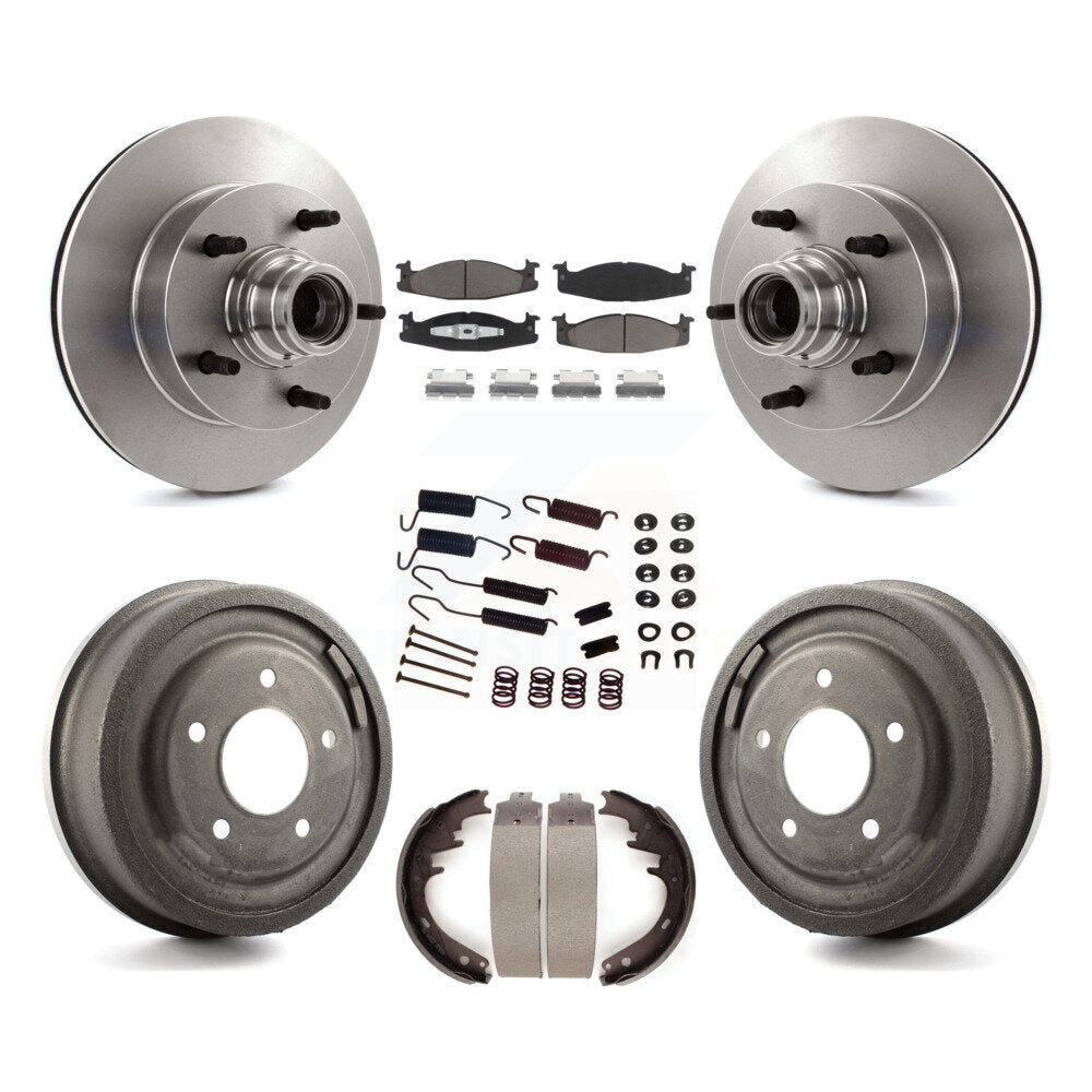 Front Rear Brake Rotor Ceramic Pad Drum Kit (7Pc) For Ford F-150 E-150 Econoline