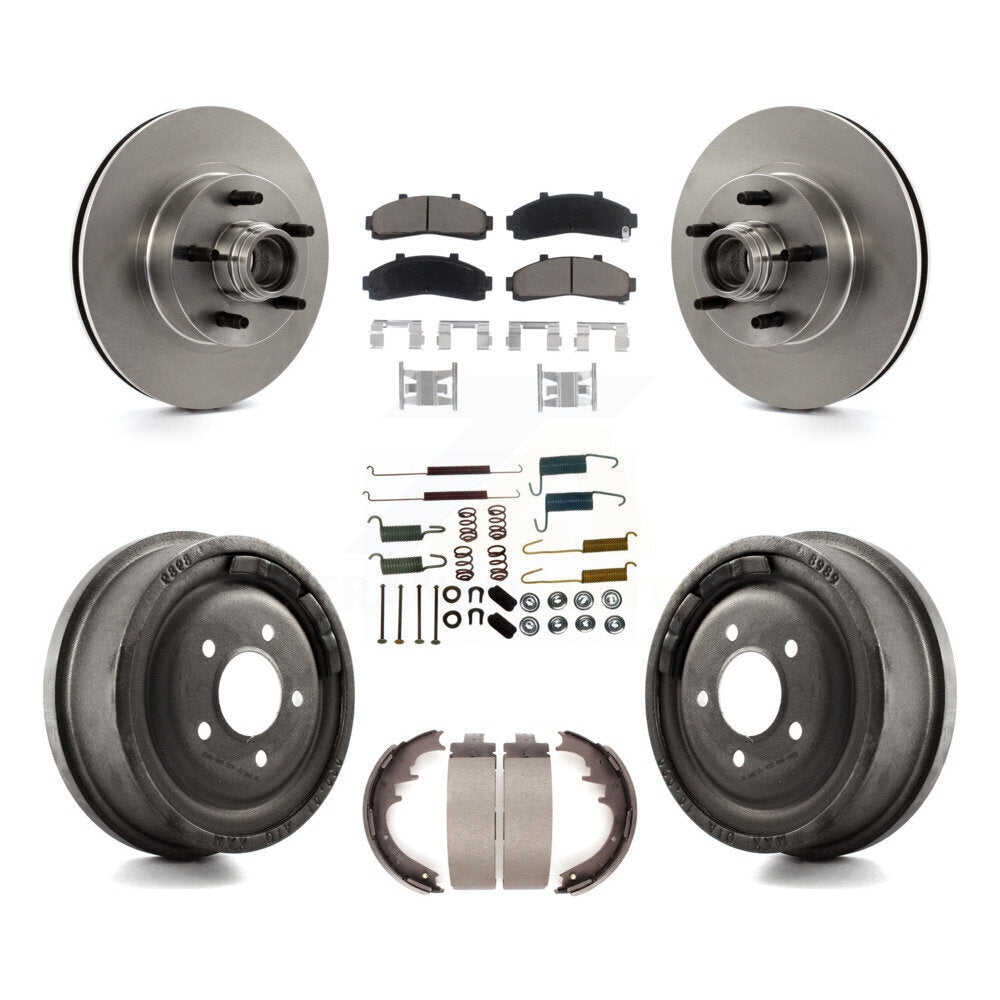 Front Rear Disc Brake Rotors Hub Ceramic Pads And Drum Kit (7Pc) For Ford Ranger