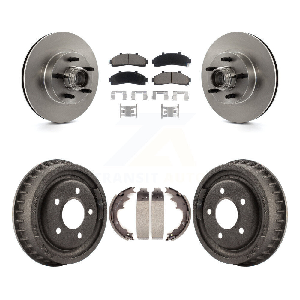 Front Rear Disc Brake Rotors Hub Assembly Ceramic Pad & Drum Kit For Ford Ranger