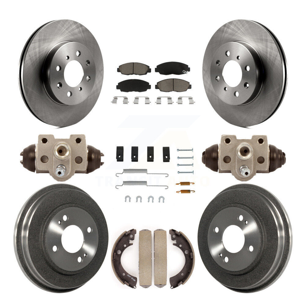 Front Rear Disc Brake Rotors Ceramic Pads And Drum Kit (9Pc) For Honda Civic