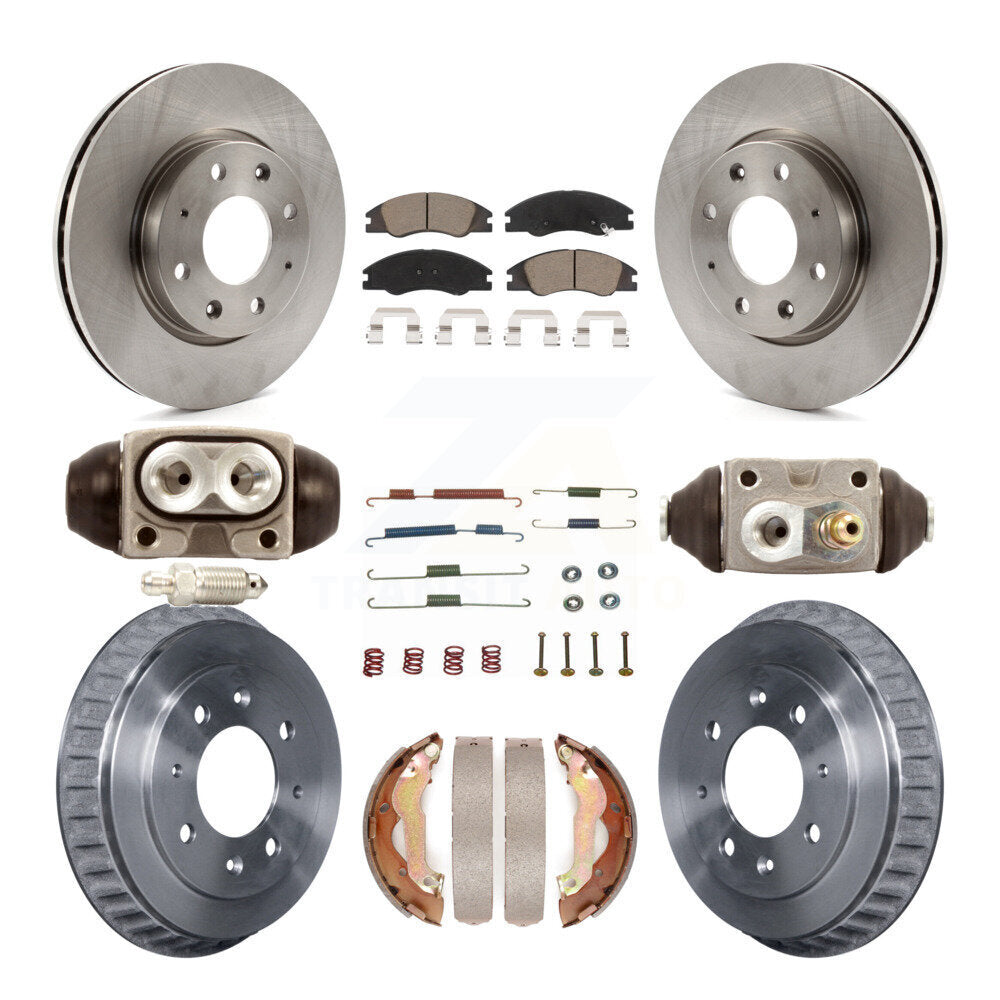 Front Rear Disc Brake Rotors Ceramic Pads And Drum Kit (9Pc) For Kia Spectra