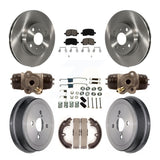 Front Rear Brake Rotor Ceramic Pad And Drum Kit (9Pc) For Toyota Corolla Non-ABS