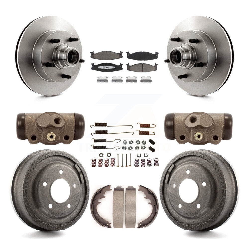 Front Rear Brake Rotors Ceramic Pad Drum Kit (9Pc) For Ford E-150 Econoline Club