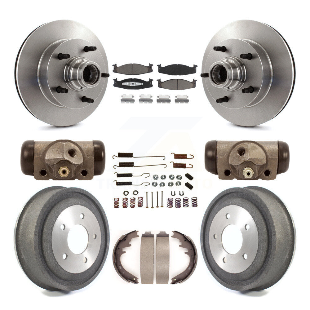 Front Rear Disc Brake Rotors Ceramic Pad Drum Kit (9Pc) For Ford E-150 Econoline