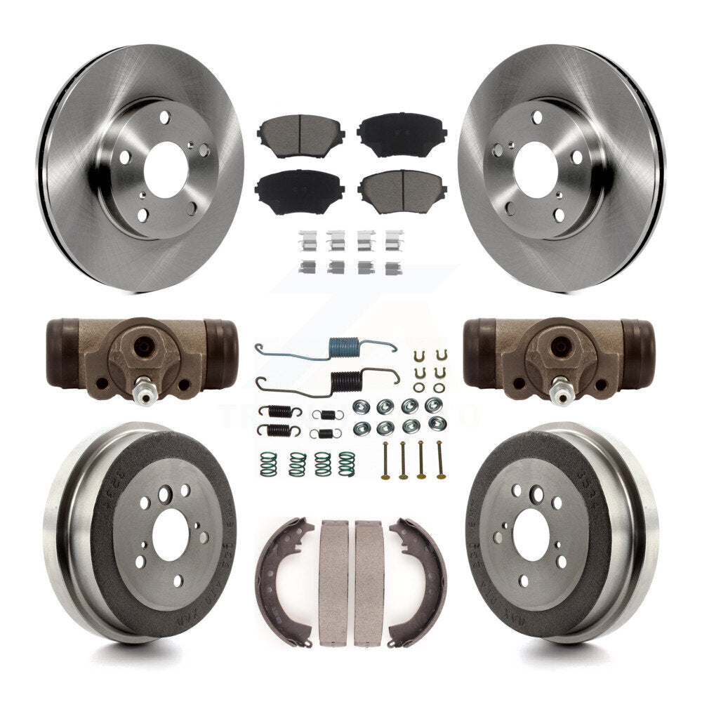 Front Rear Brake Rotors Ceramic Pad Drum Kit (9Pc) For 02 Toyota RAV4 GAS engine