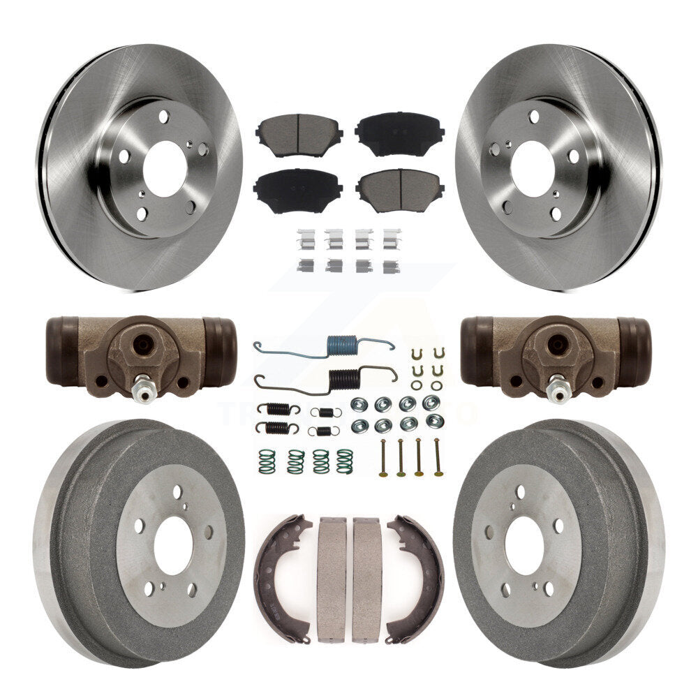 Front Rear Brake Rotors Ceramic Pad Drum Kit (9Pc) For 02 Toyota RAV4 GAS engine