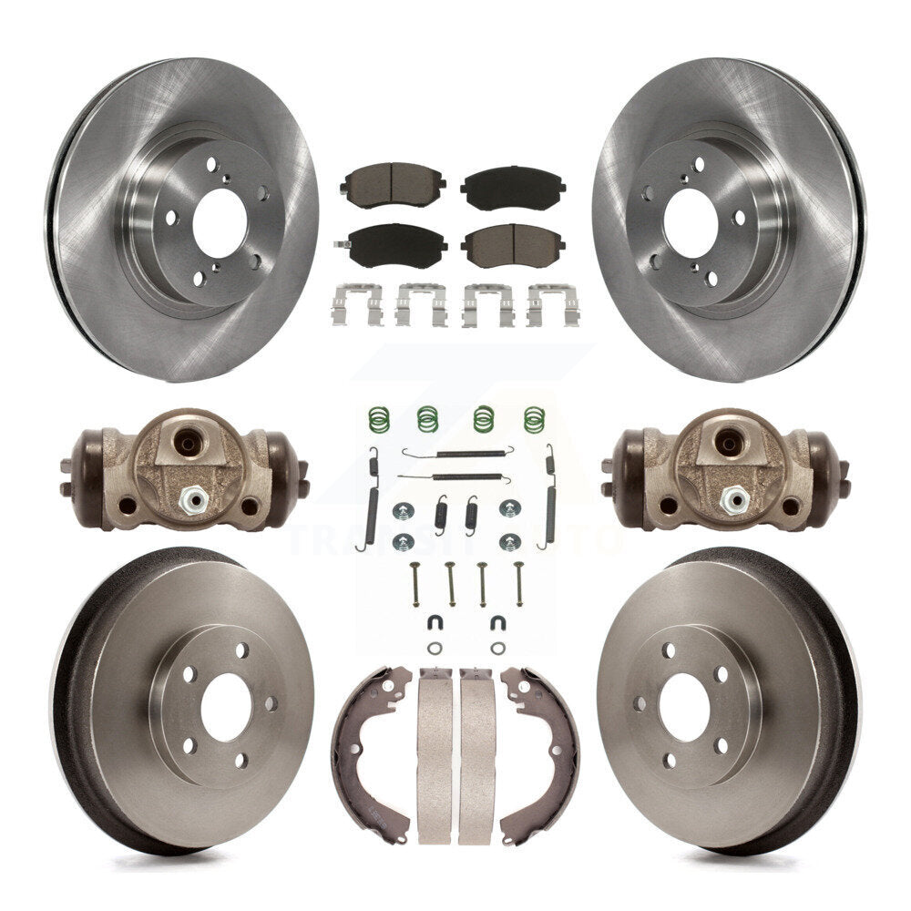 Front Rear Disc Brake Rotors Ceramic Pads And Drum Kit (9Pc) For Subaru Impreza