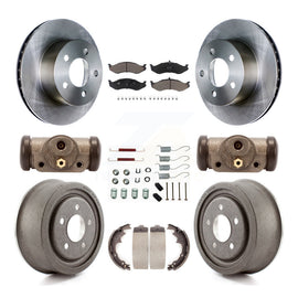 Front Rear Brake Rotors Ceramic Pad Drum Kit (9Pc) For 97-98 Jeep TJ 4-Wheel ABS