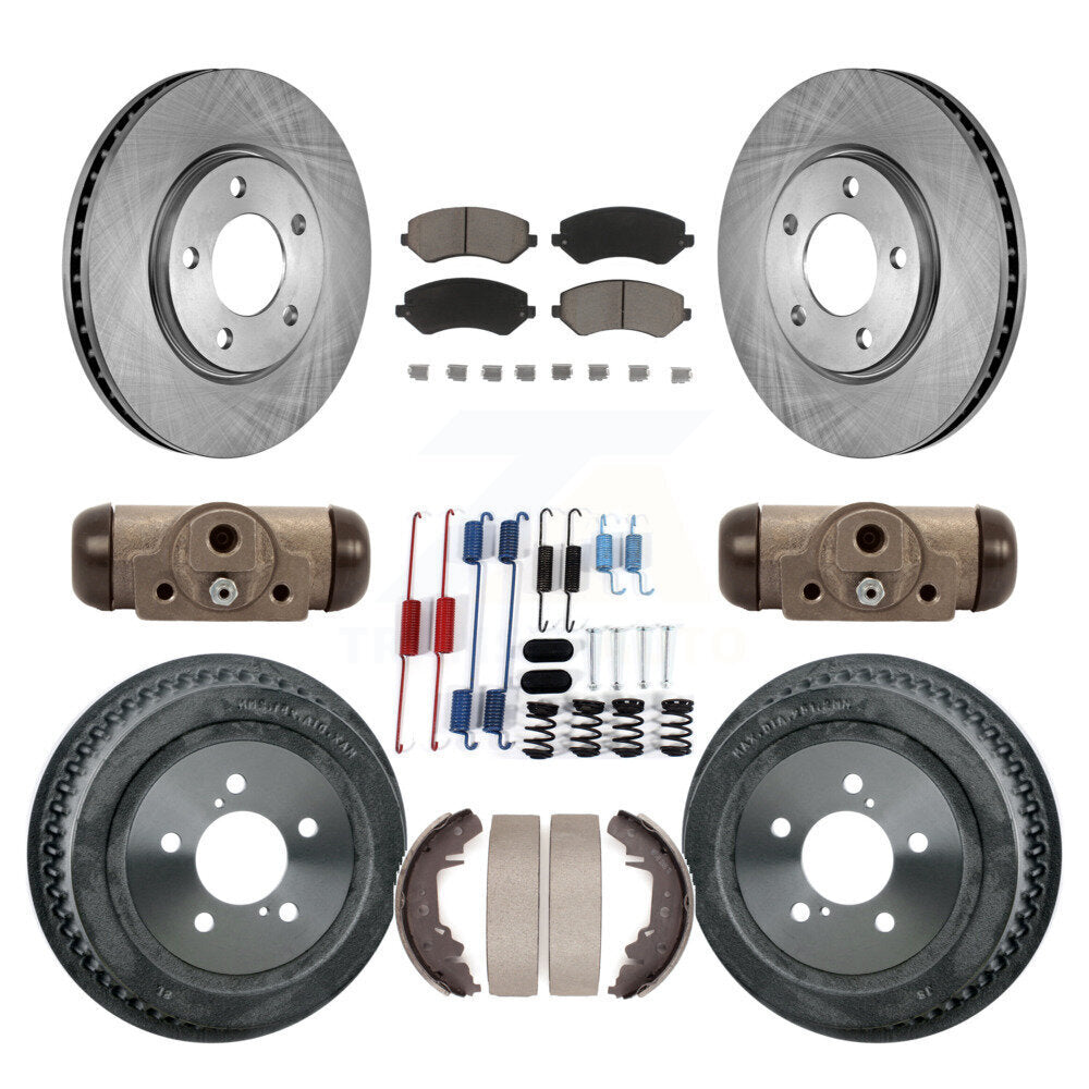 Front Rear Disc Brake Rotor Ceramic Pad & Drum Kit (9Pc) For Dodge Grand Caravan