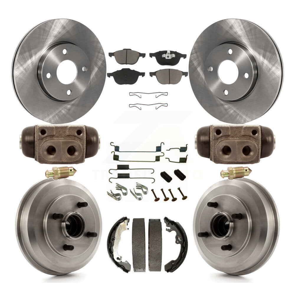 Front Rear Disc Brake Rotors Ceramic Pads And Drum Kit (9Pc) For Ford Focus