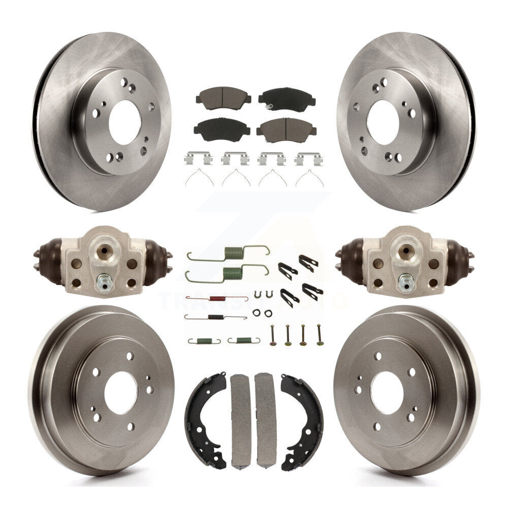 Front Rear Disc Brake Rotors Ceramic Pads And Drum Kit (9Pc) For Honda Civic