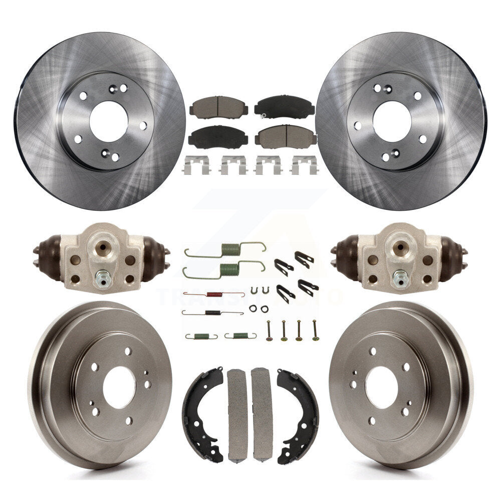 Front Rear Disc Brake Rotors Ceramic Pads And Drum Kit (9Pc) For Honda Civic GX