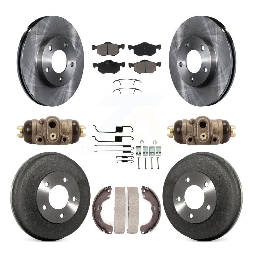 Front Rear Brake Rotors Ceramic Pad Drum Kit (9Pc) For Ford Escape Mazda Tribute