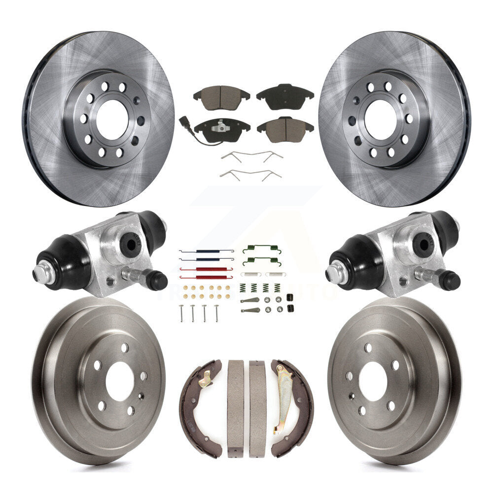 Front Rear Disc Brake Rotors Ceramic Pad And Drum Kit (9Pc) For Volkswagen Jetta