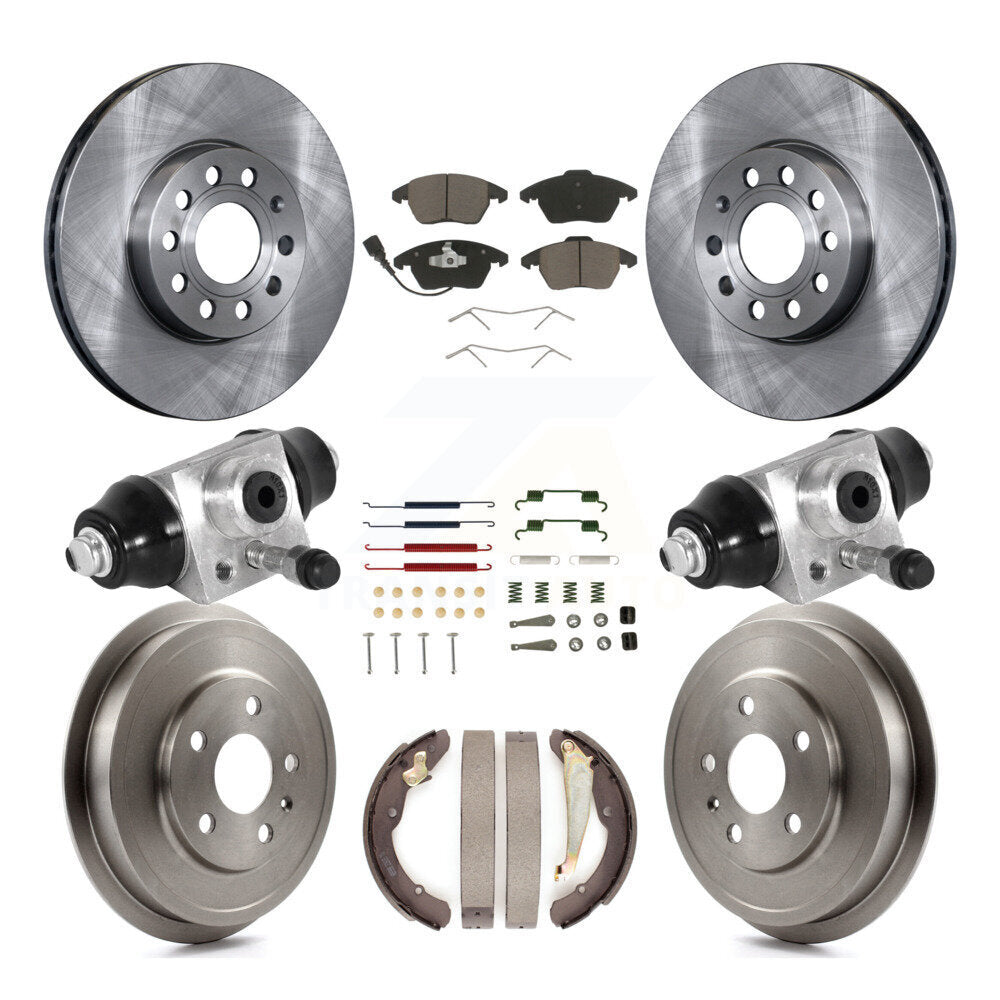 Front Rear Disc Brake Rotors Ceramic Pad And Drum Kit (9Pc) For Volkswagen Jetta