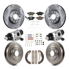 Front Rear Disc Brake Rotors Ceramic Pad And Drum Kit (9Pc) For Volkswagen Jetta