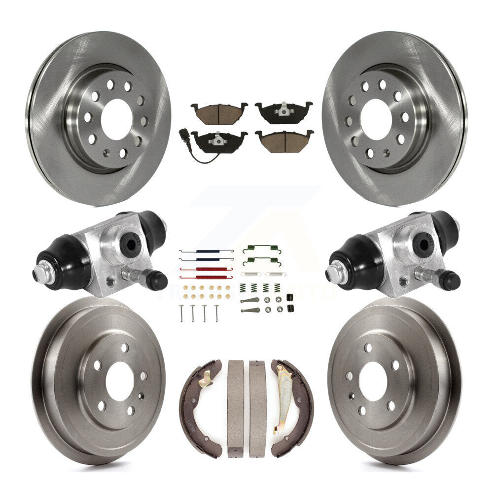 Front Rear Disc Brake Rotors Ceramic Pad And Drum Kit (9Pc) For Volkswagen Jetta