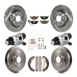 Front Rear Disc Brake Rotors Ceramic Pad And Drum Kit (9Pc) For Volkswagen Jetta